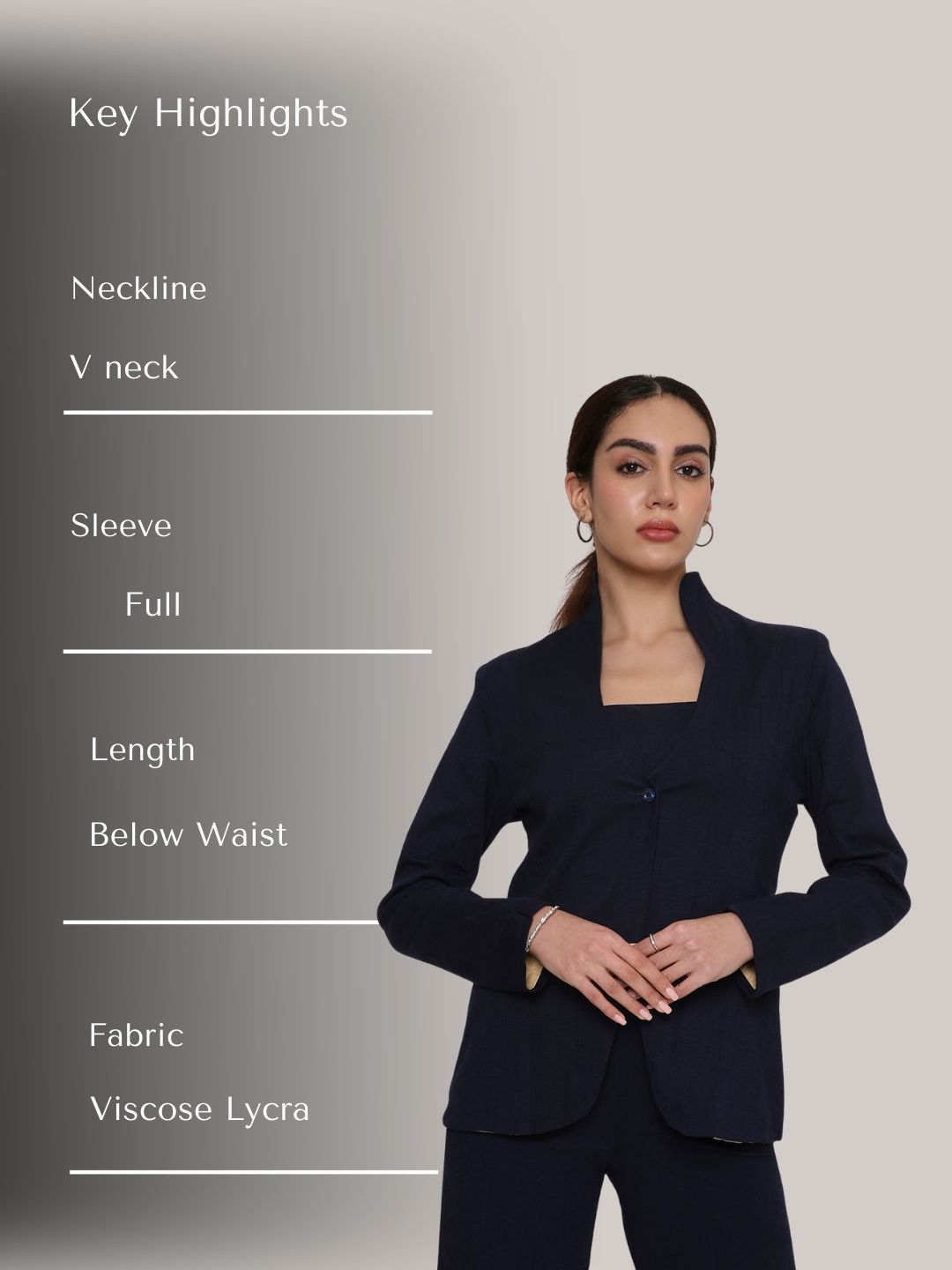 Blue Seamless highneck blazer