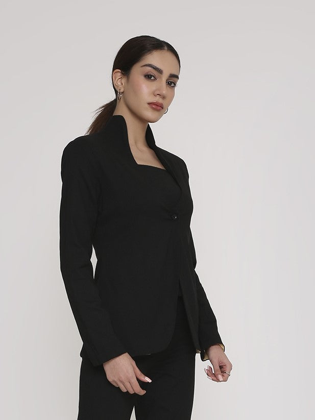 Seamless Black Blazer 2 pcs Set