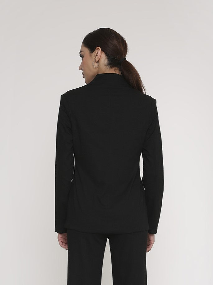 Black Seamless highneck blazer