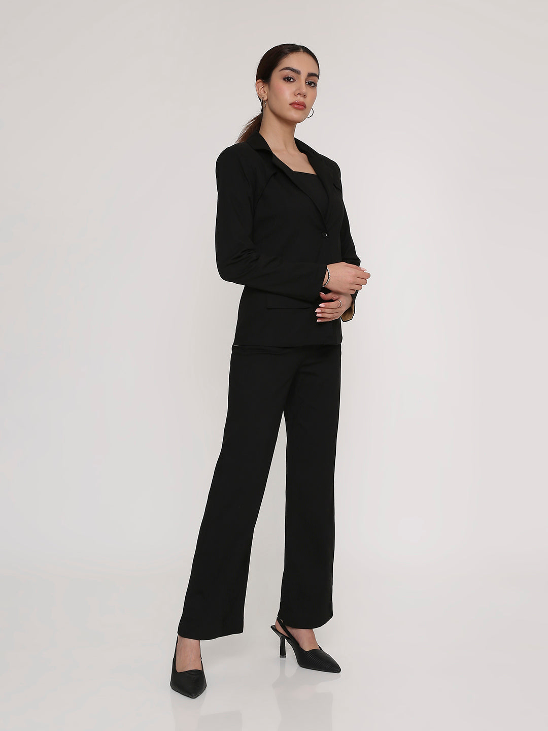 Blazer 2 pcs set panelled in black