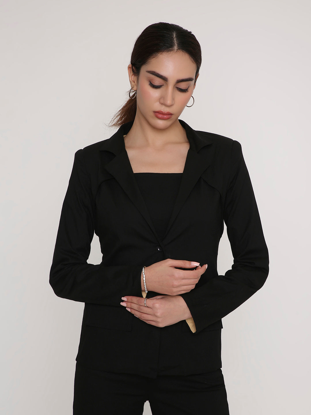 Blazer 2 pcs set panelled in black