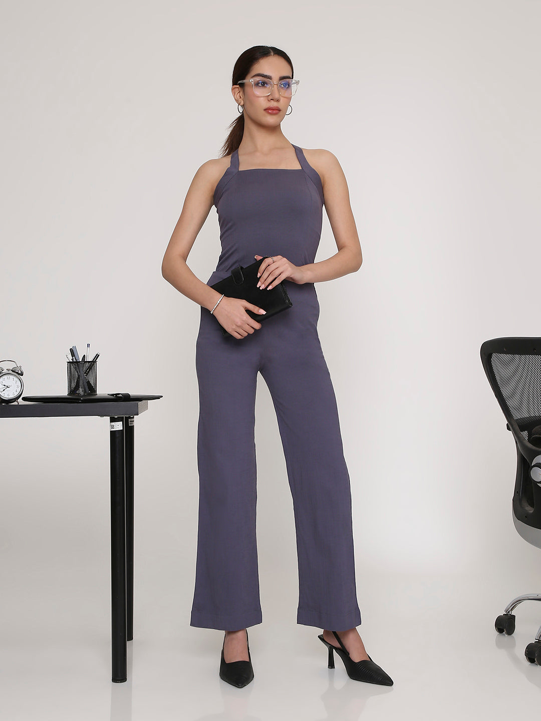 Grey Straight-Leg Seamless Trousers