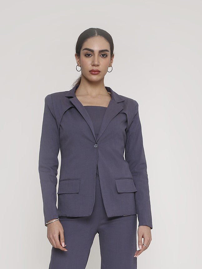Blazer 2 pcs set panelled in grey