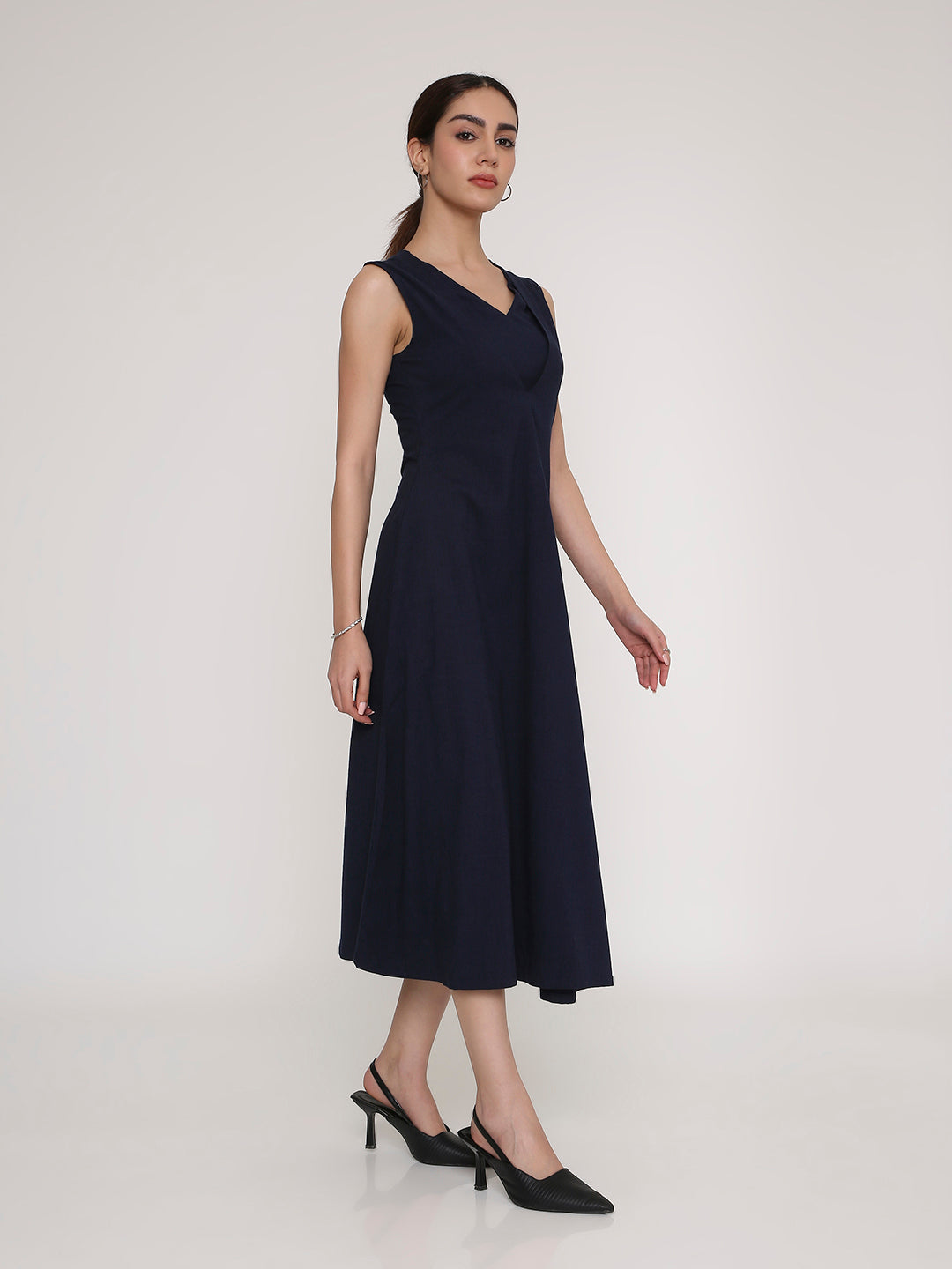 V-Neck Statement Midi Dress