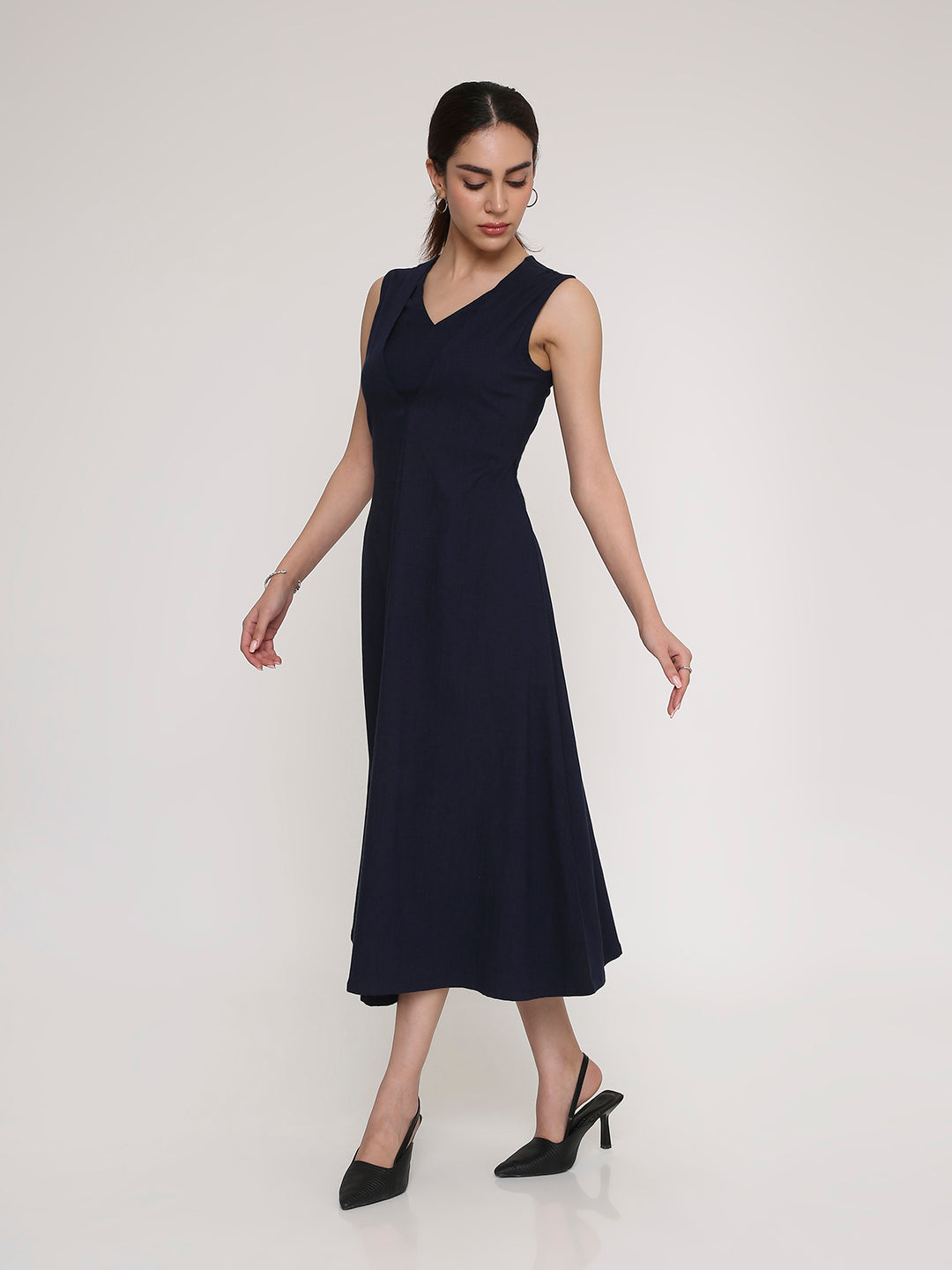 V-Neck Statement Midi Dress