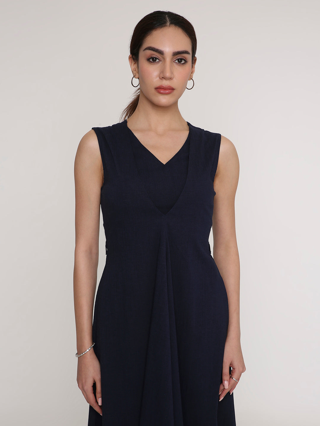 V-Neck Statement Midi Dress