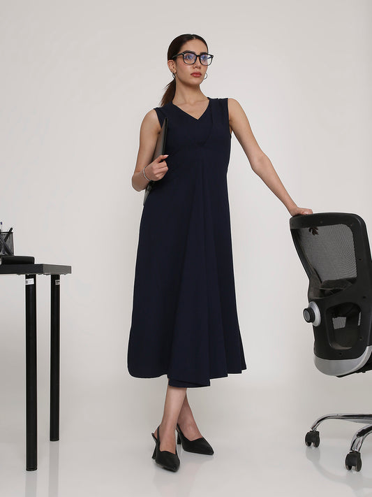 V-Neck Statement Midi Dress