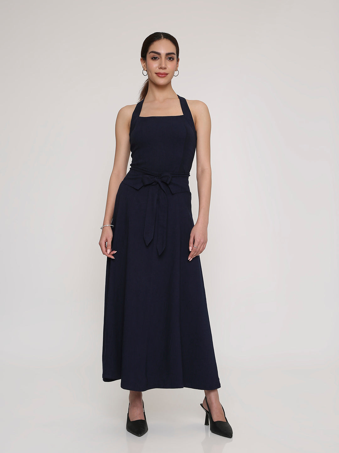 Square-Neck Top & Bow-Waist Skirt Set