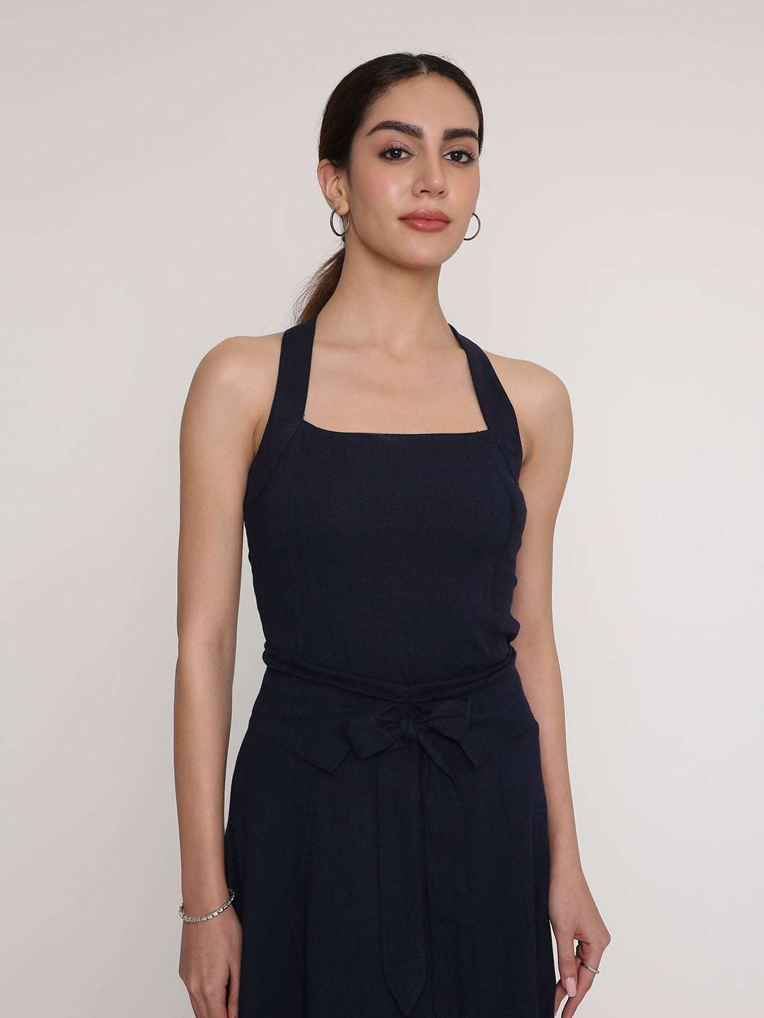 Square-Neck Top & Bow-Waist Skirt Set