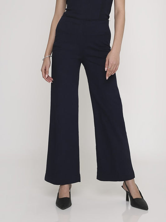 Black Straight-Leg Seamless Trousers