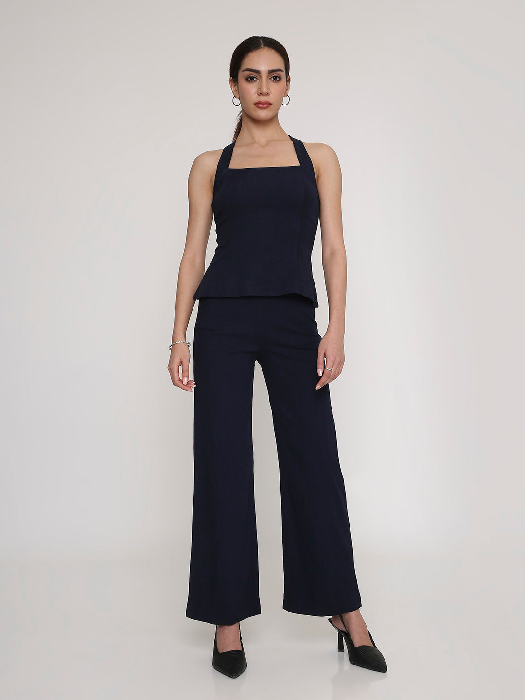 Blue Square-Neck Sleeveless Top