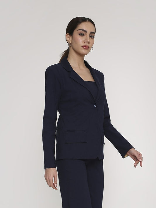 Classic Blue Single-Button Blazer