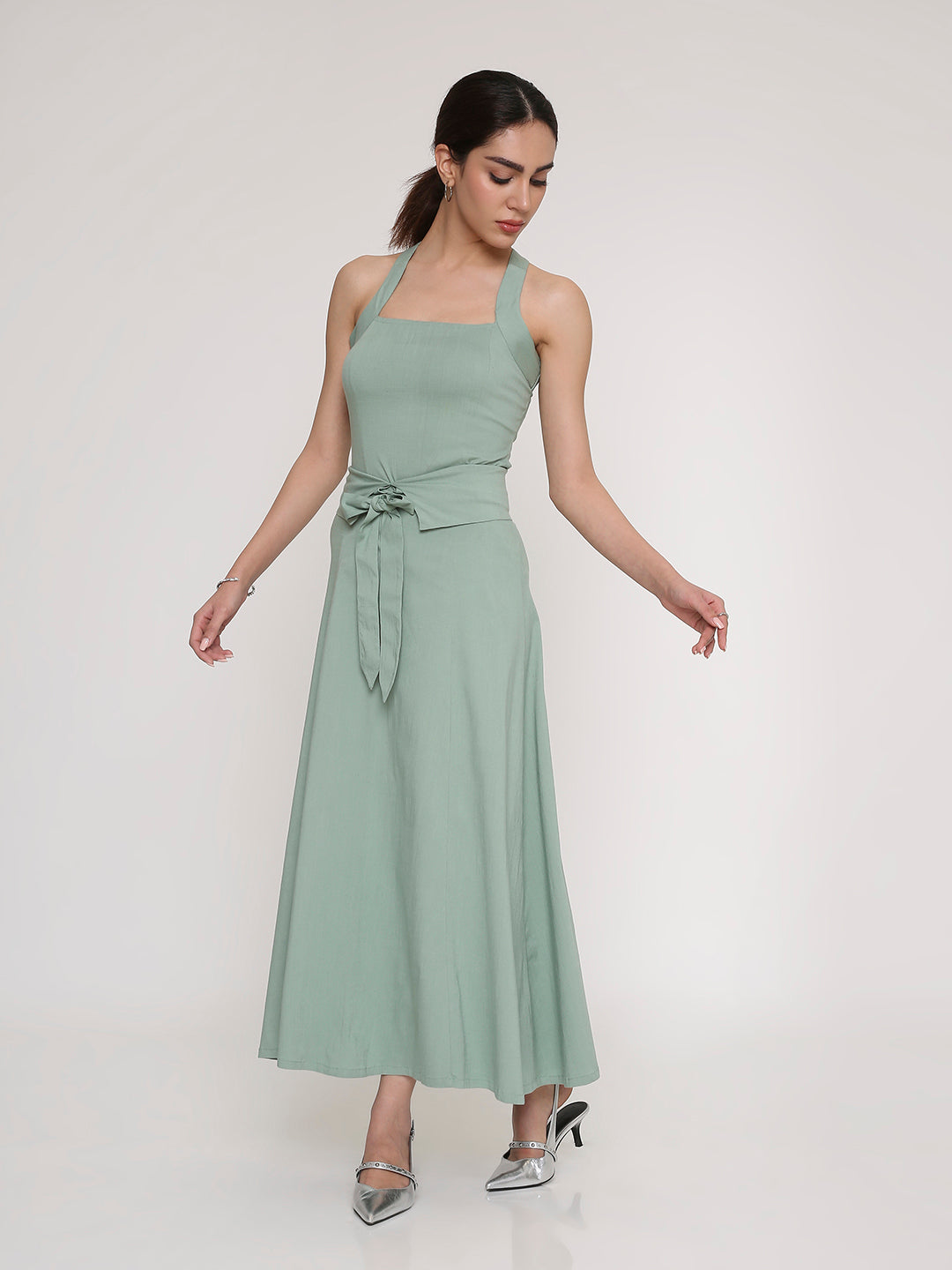 Square-Neck Top & Flow Skirt Set