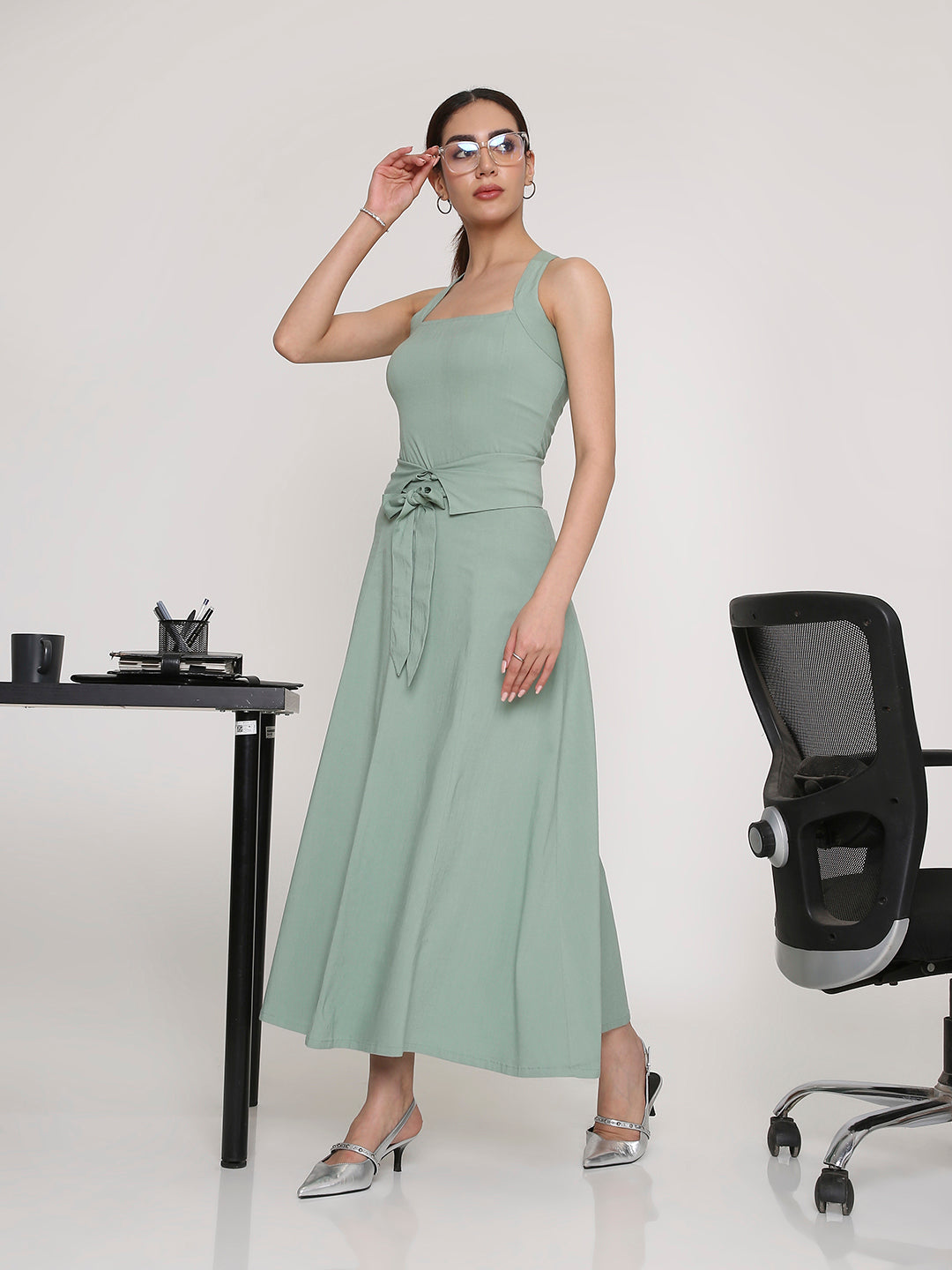 Square-Neck Top & Flow Skirt Set