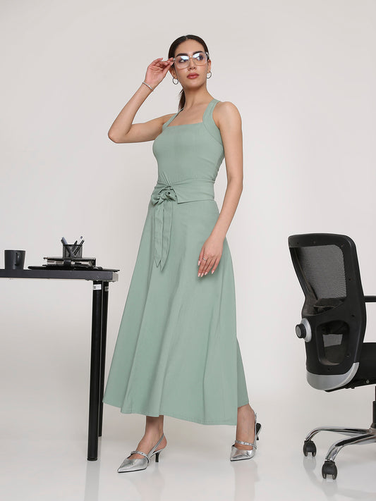 Square-Neck Top & Flow Skirt Set