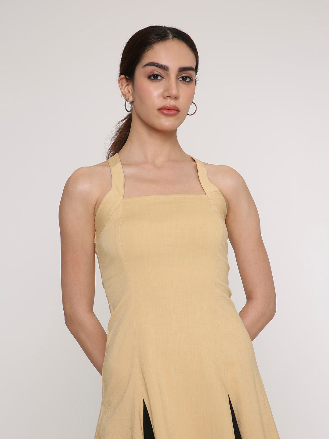 Dual-Tone Midi Dress