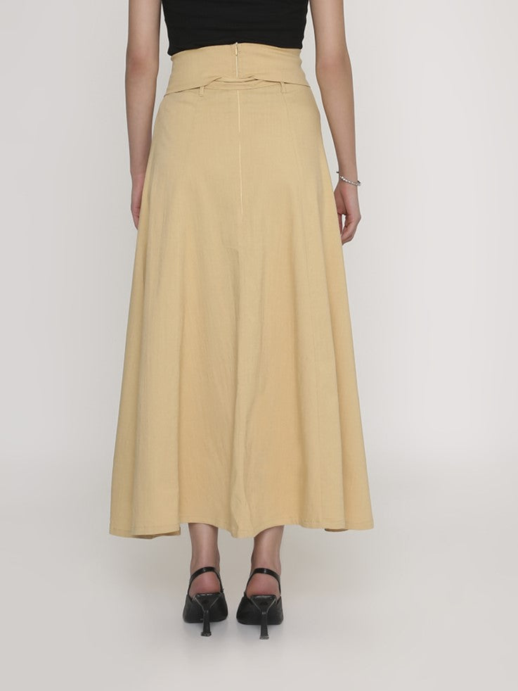 Black top with A-line skirt